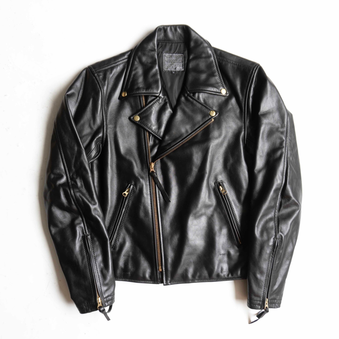 KADOYA Black Leather Double Riders Jacket Size L