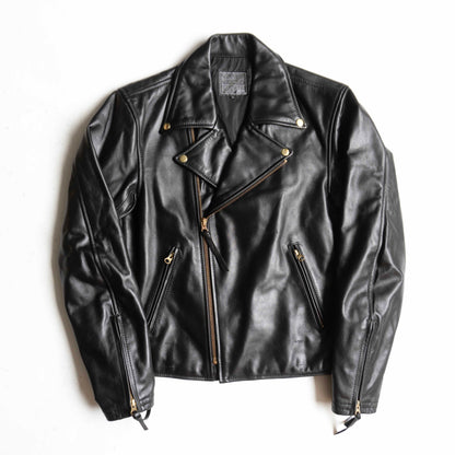 KADOYA Black Leather Double Riders Jacket Size L