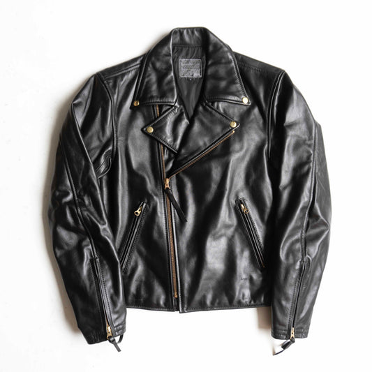 KADOYA Black Leather Double Riders Jacket Size L