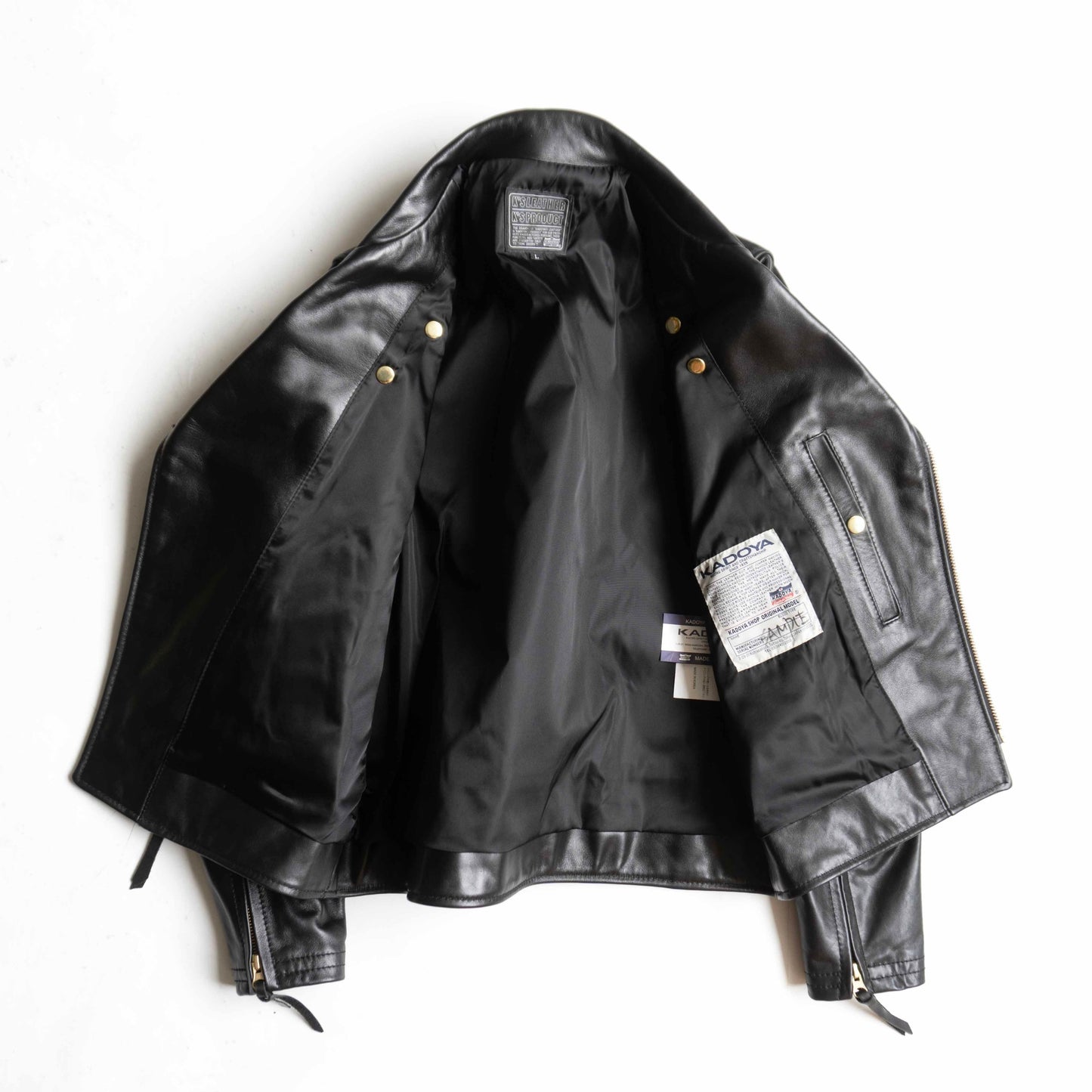 KADOYA Black Leather Double Riders Jacket Size L