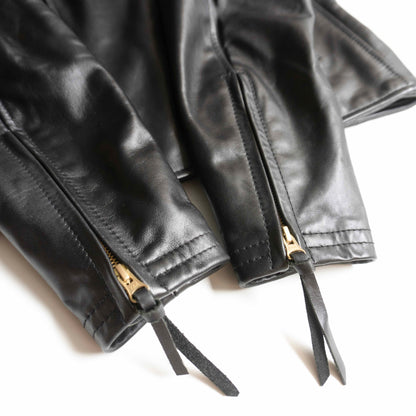 KADOYA Black Leather Double Riders Jacket Size L