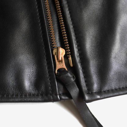 KADOYA Black Leather Double Riders Jacket Size L