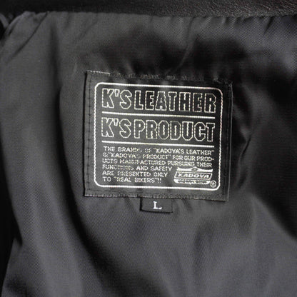 KADOYA Black Leather Double Riders Jacket Size L