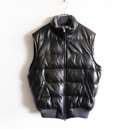 PAPAS Lamb Leather Down Vest Black Size 52