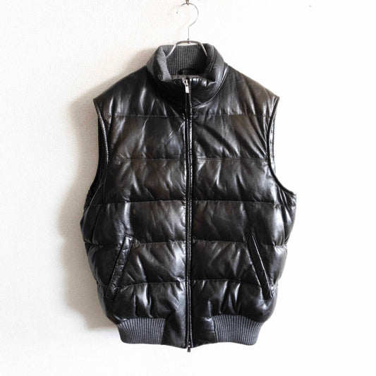 PAPAS Lamb Leather Down Vest Black Size 52