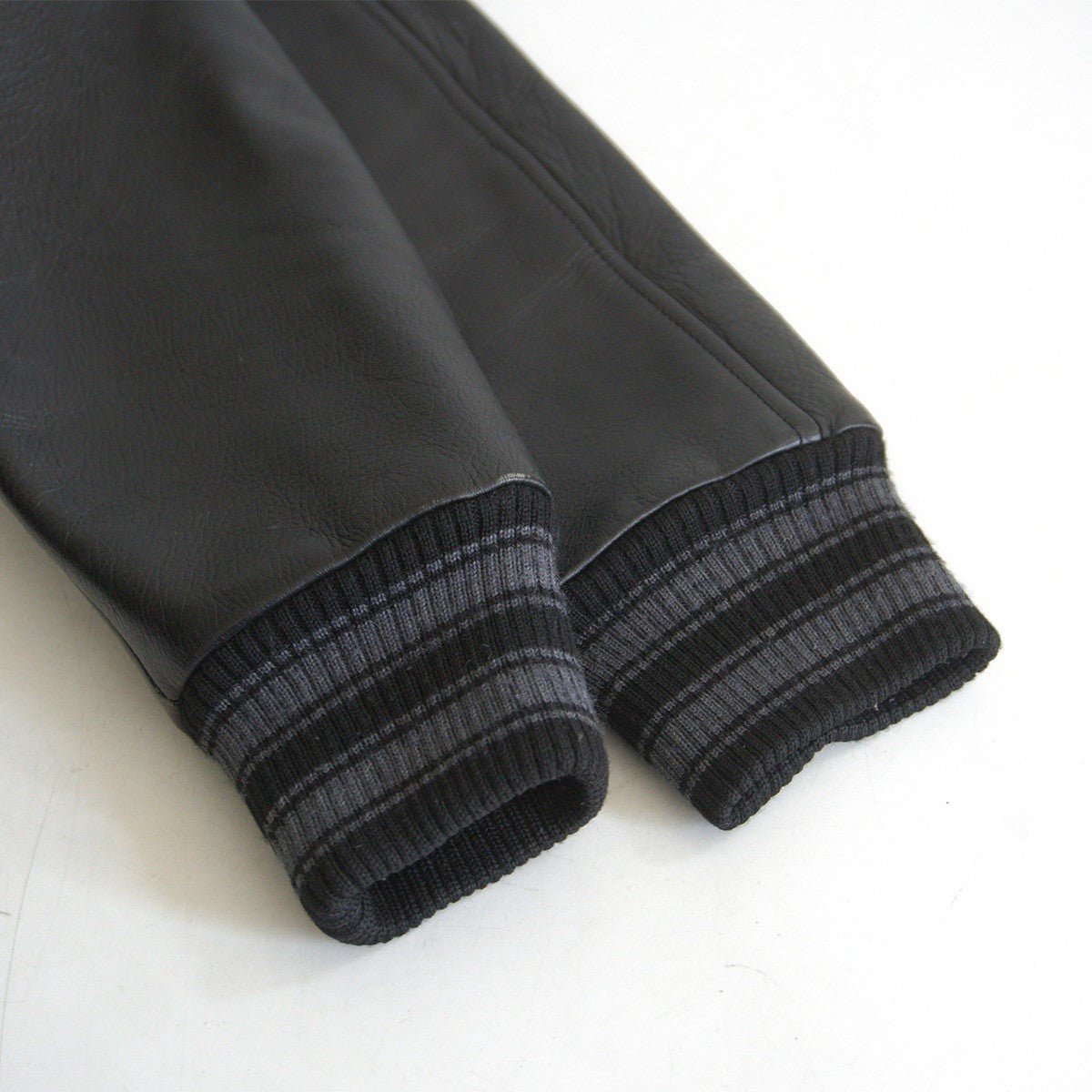 VAN JAC Black Sleeve Leather Varsity Jacket Size M