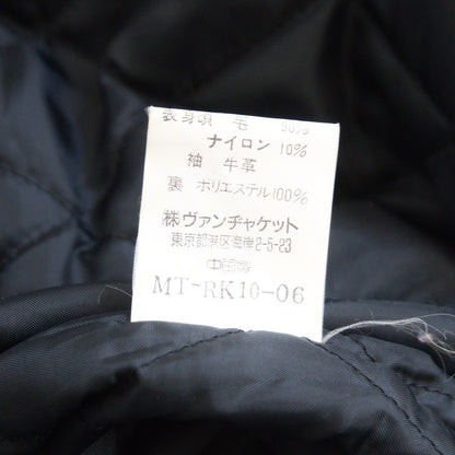 VAN JAC Black Sleeve Leather Varsity Jacket Size M