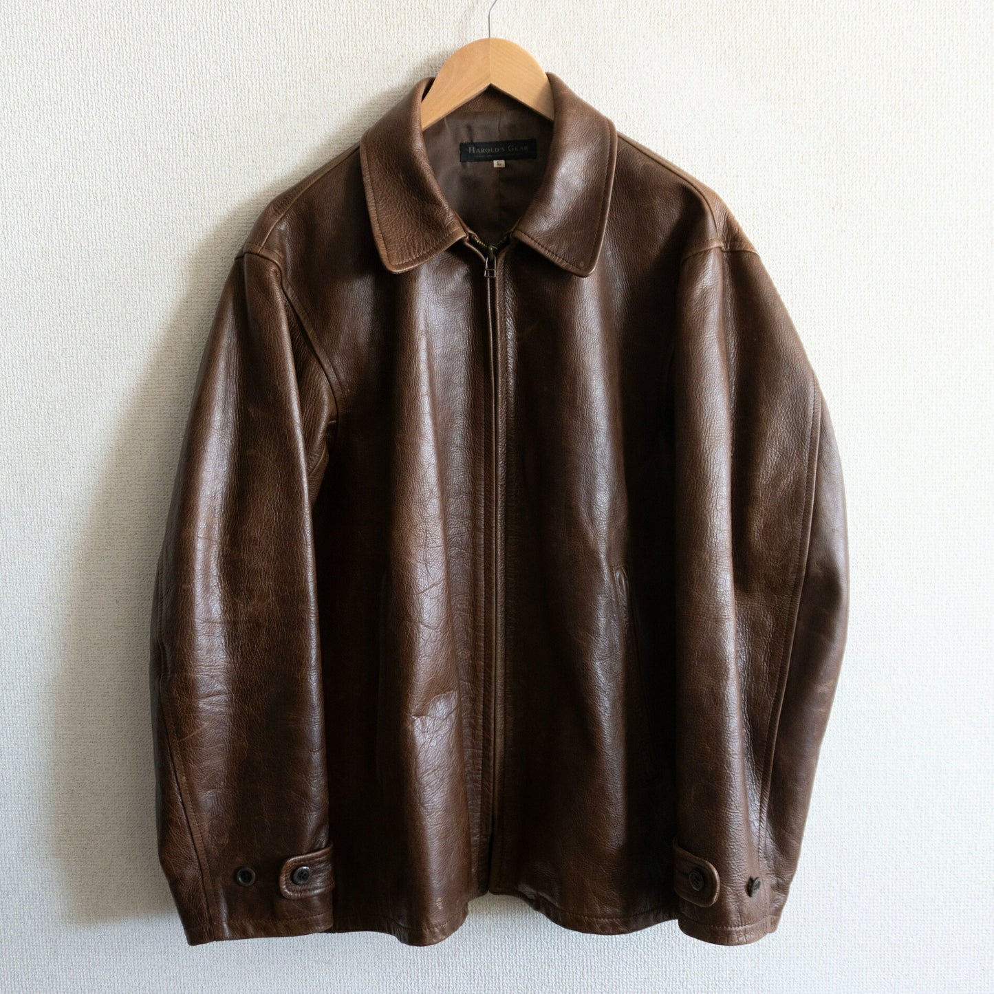 HAROLDS GEAR Brown Cow Leather Car Coat Jacket Size L