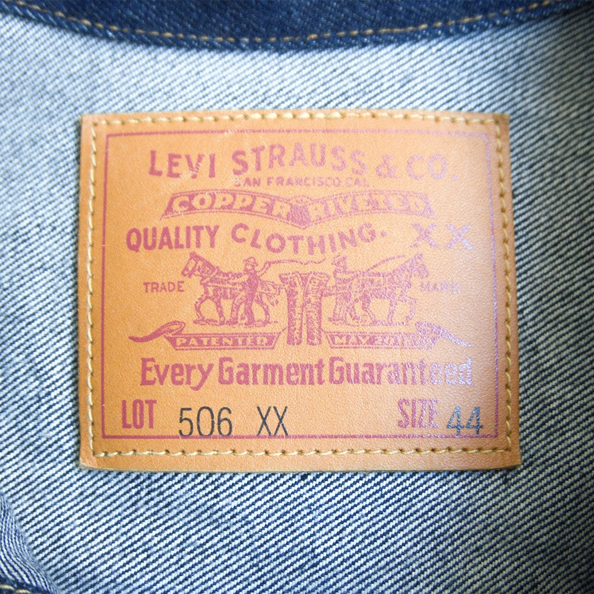 LEVI'S Dark Wash 506XX Big E First Type Denim Jacket Size 44