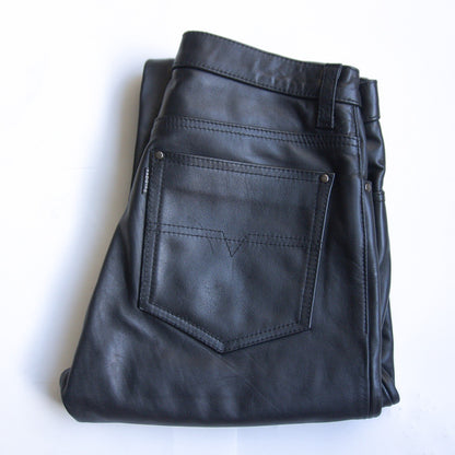 KADOYA Black Cowhide Leather Pants Size 33