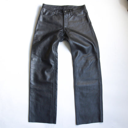 KADOYA Black Cowhide Leather Pants Size 33