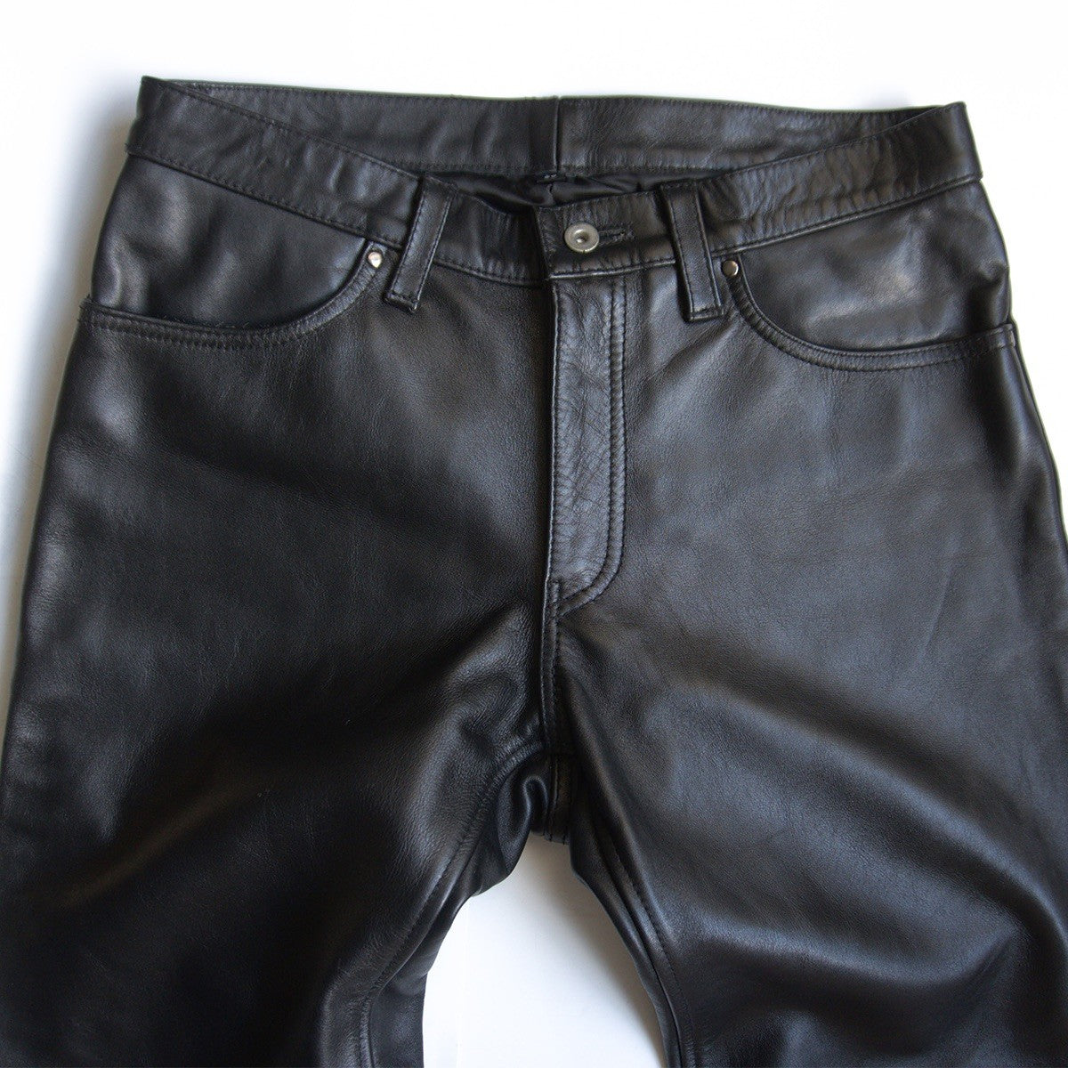 KADOYA Black Cowhide Leather Pants Size 33