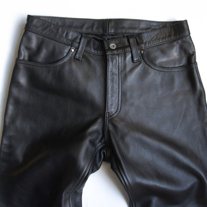 KADOYA Black Cowhide Leather Pants Size 33