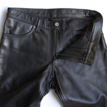 KADOYA Black Cowhide Leather Pants Size 33