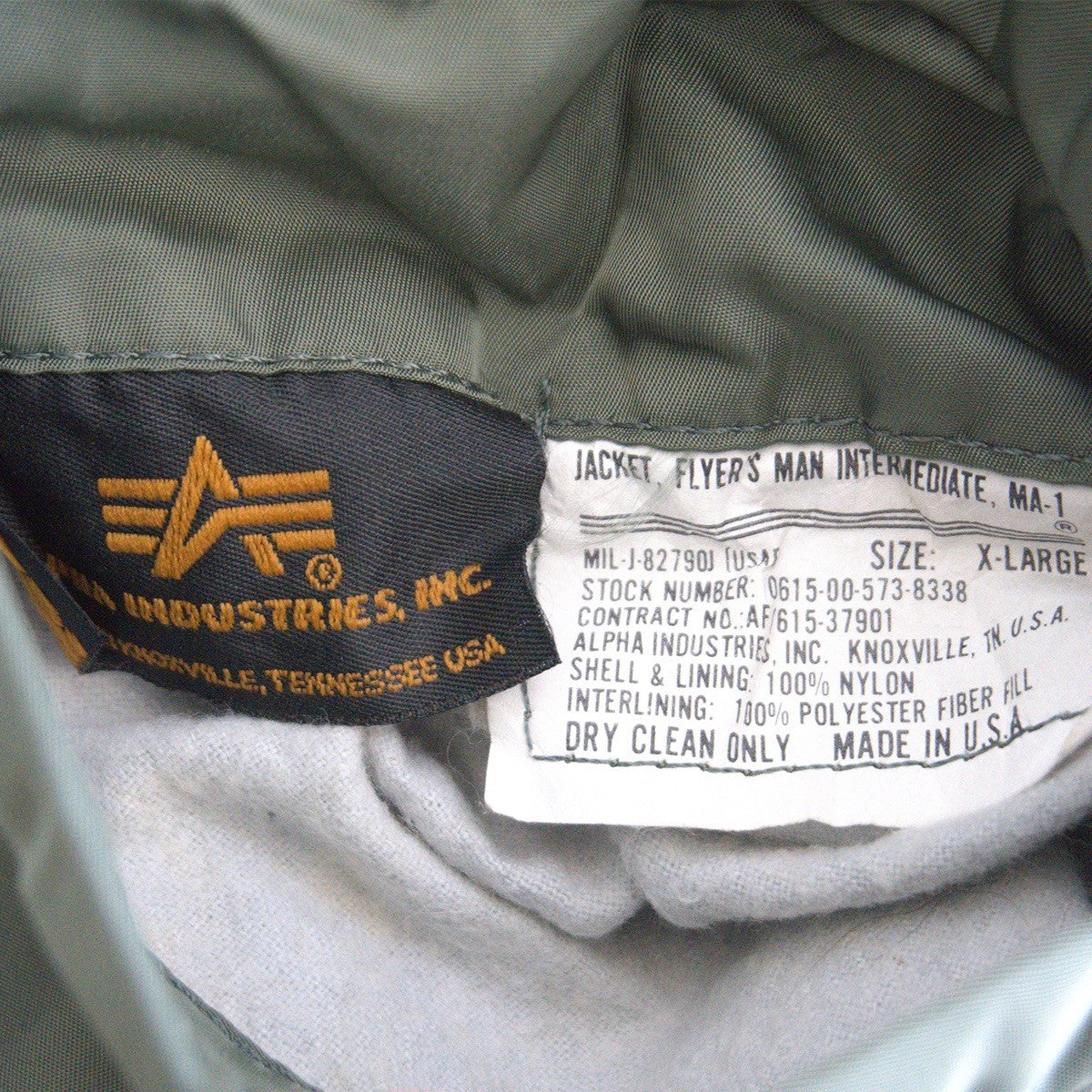 ALPHA INDUSTRIES USA Made MA-1 Nylon Bomber Jacket Size XL