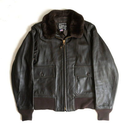 SCHOTT G-1 Leather Flight Jacket Boa Ribbed Cuffs Size 40