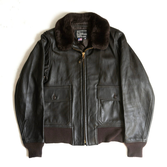 SCHOTT G-1 Leather Flight Jacket Boa Ribbed Cuffs Size 40