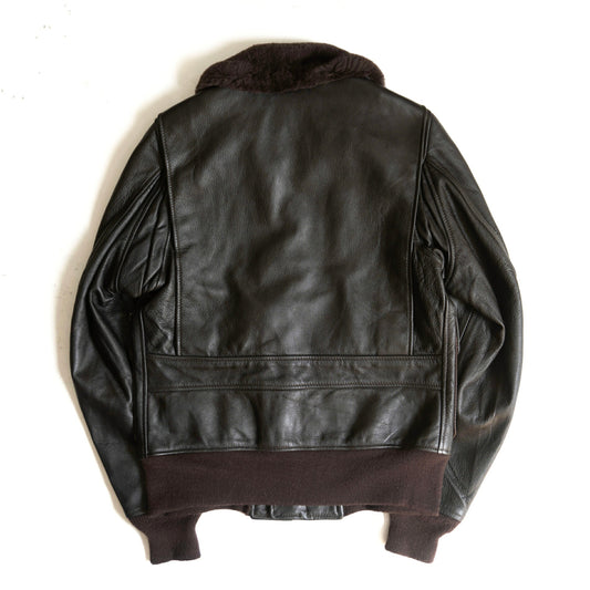 SCHOTT G-1 Leather Flight Jacket Boa Ribbed Cuffs Size 40