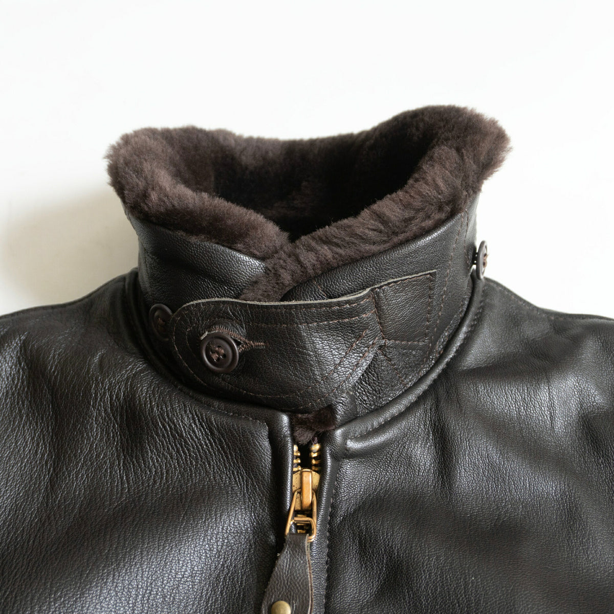SCHOTT G-1 Leather Flight Jacket Boa Ribbed Cuffs Size 40
