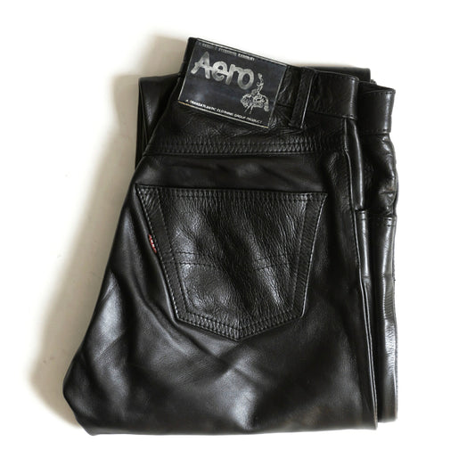 AERO LEATHER Black Steerhide Leather Pants Size 32