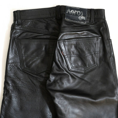 AERO LEATHER Black Steerhide Leather Pants Size 32