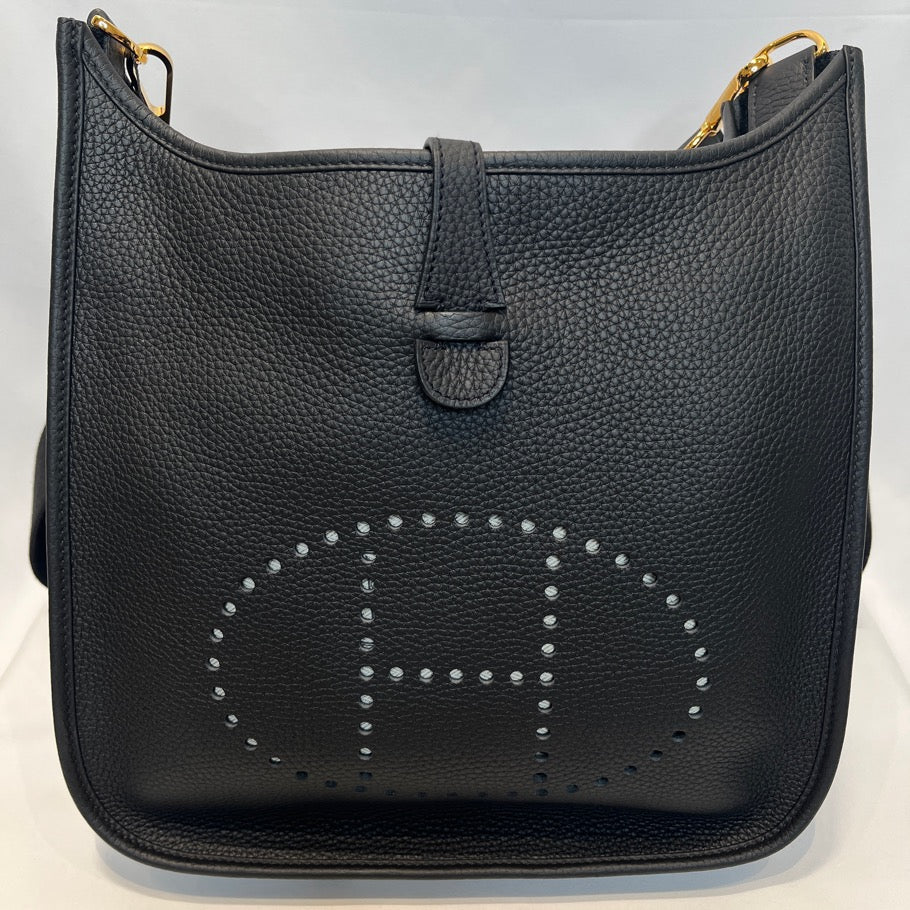 Hermes Evelyne PM Taurillon Clemence Bag Black Size ONE SIZE
