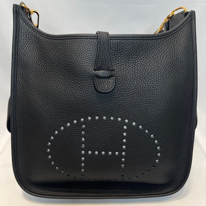 Hermes Evelyne PM Taurillon Clemence Bag Black Size ONE SIZE