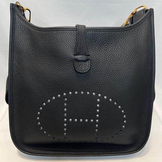 Hermes Evelyne PM Taurillon Clemence Bag Black Size ONE SIZE