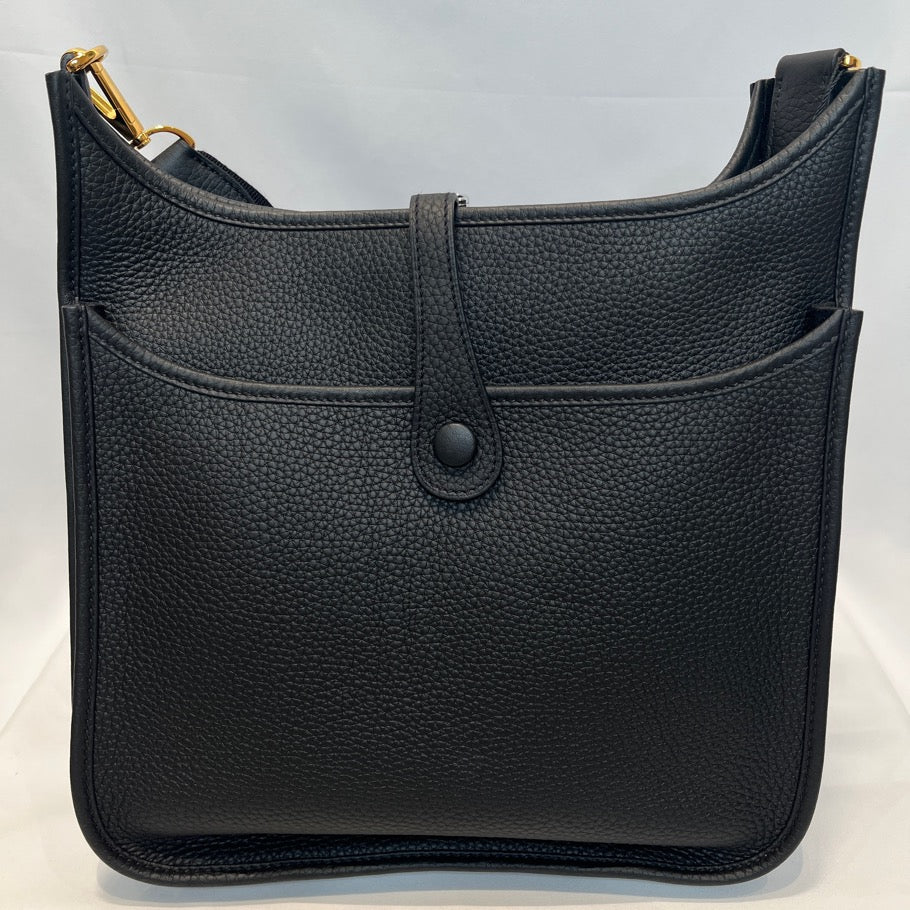Hermes Evelyne PM Taurillon Clemence Bag Black Size ONE SIZE