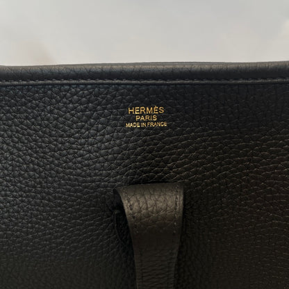 Hermes Evelyne PM Taurillon Clemence Bag Black Size ONE SIZE
