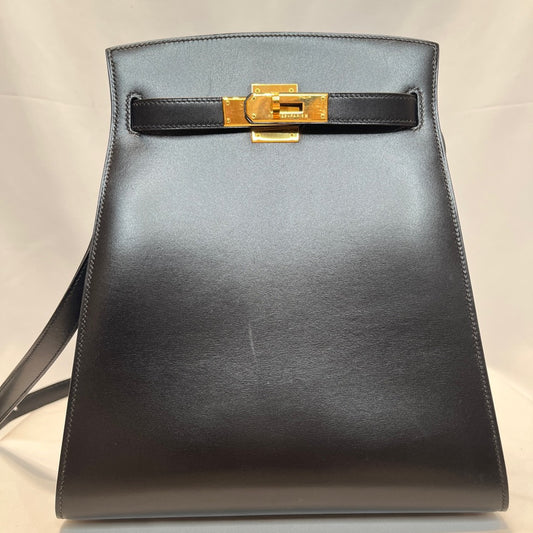 Hermes Kelly Sport MM Box Calf Bag Black Size ONE SIZE