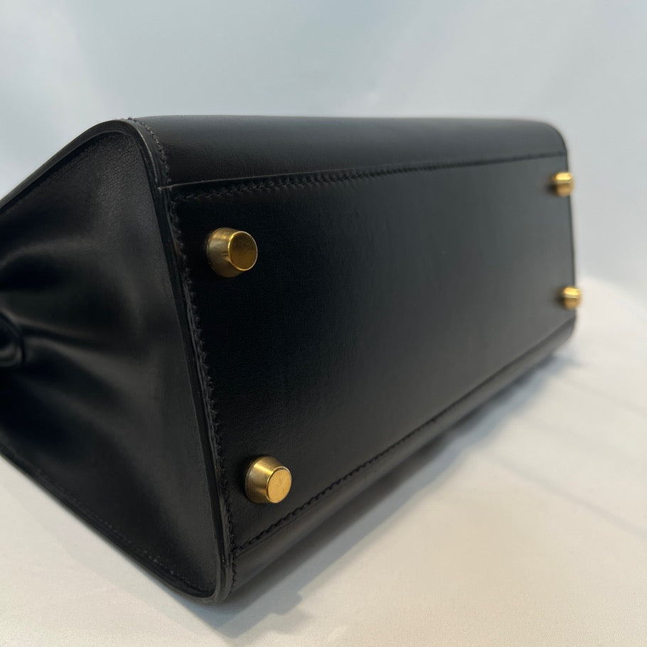 Hermes Kelly Sport MM Box Calf Bag Black Size ONE SIZE
