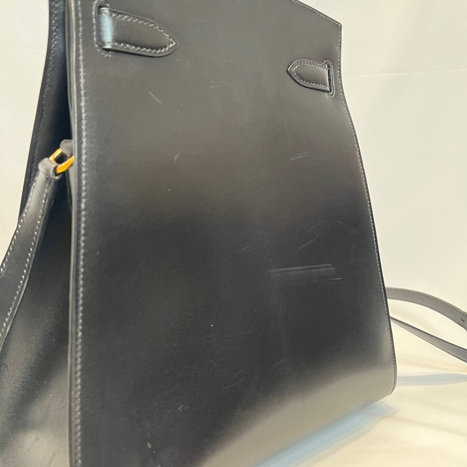 Hermes Kelly Sport MM Box Calf Bag Black Size ONE SIZE