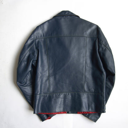 UK 666 Steerhide Side Belt Double Riders Jacket Navy Size 38