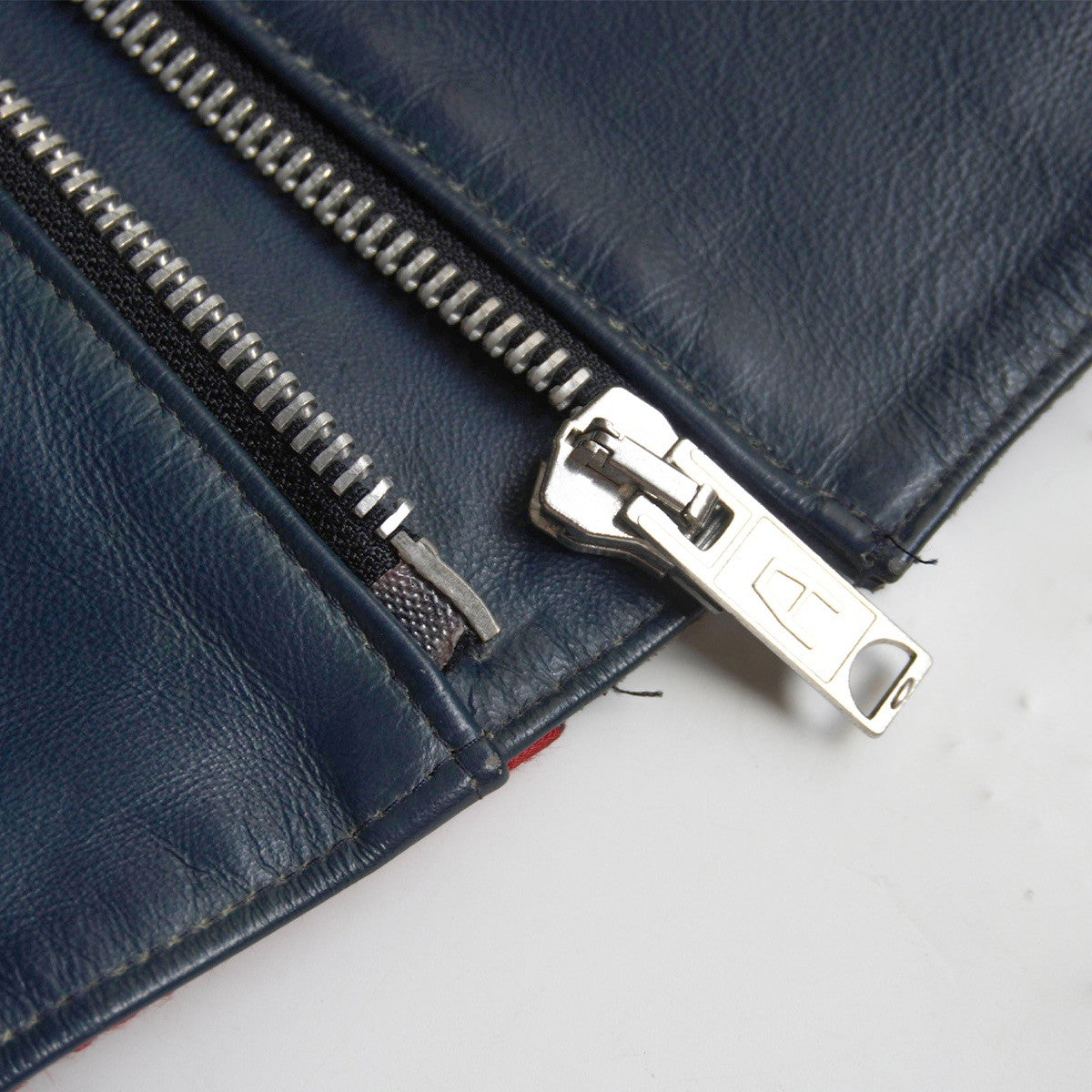 UK 666 Steerhide Side Belt Double Riders Jacket Navy Size 38