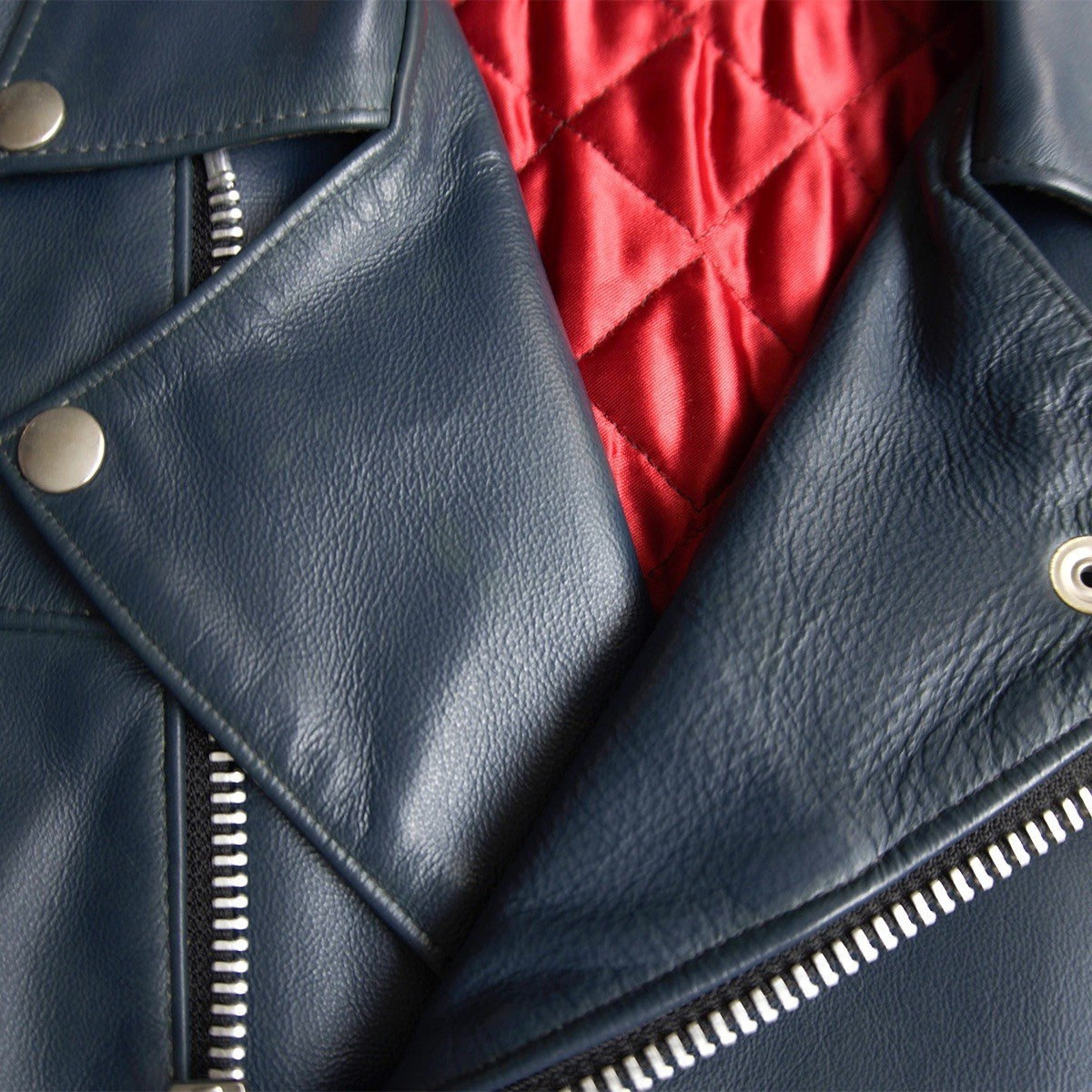 UK 666 Steerhide Side Belt Double Riders Jacket Navy Size 38