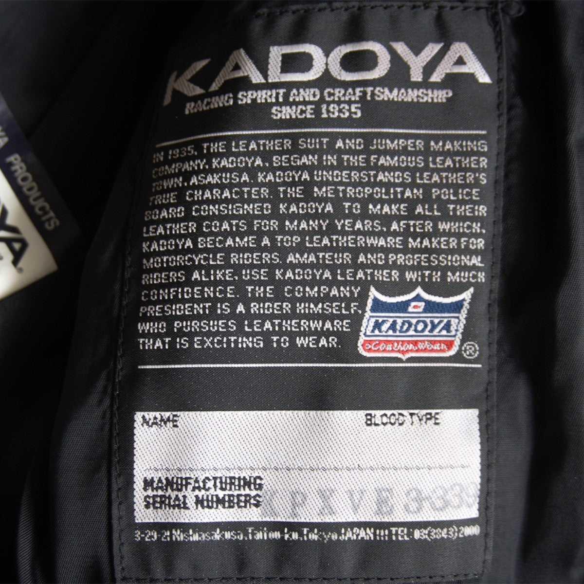 KADOYA EVO Padded Single Riders Cowhide Jacket Black Size L