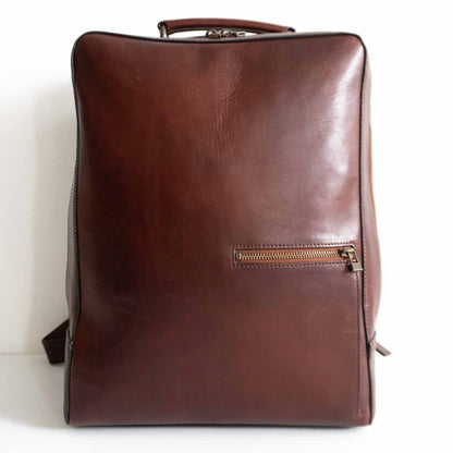 MOTHERHOUSE Antique Square Leather Backpack Brown
