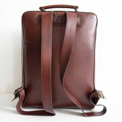 MOTHERHOUSE Antique Square Leather Backpack Brown