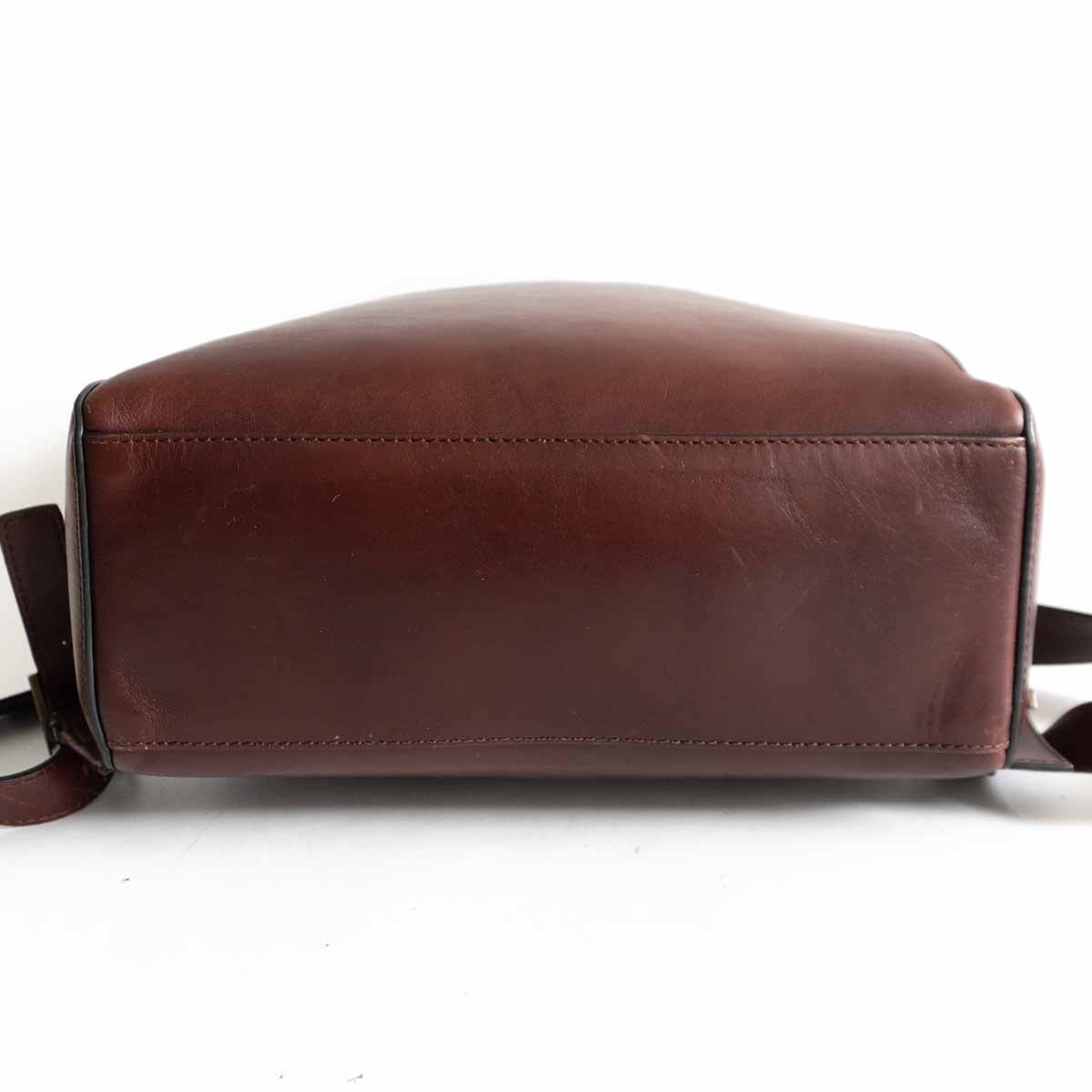 MOTHERHOUSE Antique Square Leather Backpack Brown
