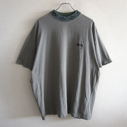 OLD STUSSY 80s Collar Logo Double Print T-Shirt Size XL