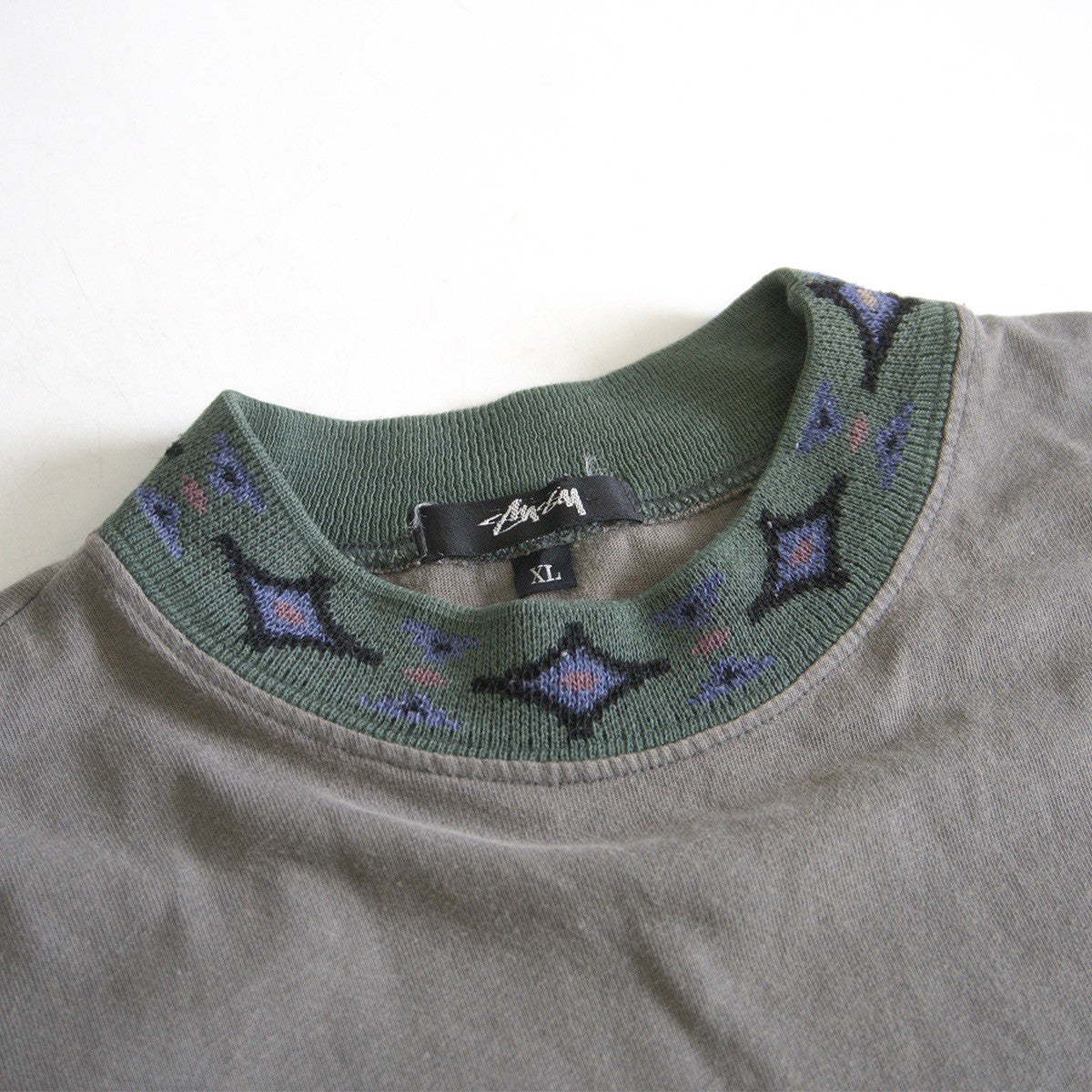 OLD STUSSY 80s Collar Logo Double Print T-Shirt Size XL