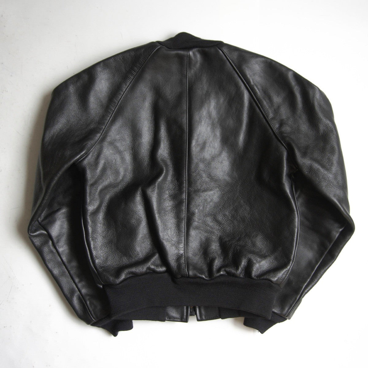 VANSON TJV All Leather Varsity Jacket Black USA Made Size 36