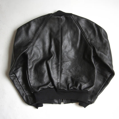 VANSON TJV All Leather Varsity Jacket Black USA Made Size 36