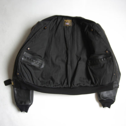 VANSON TJV All Leather Varsity Jacket Black USA Made Size 36