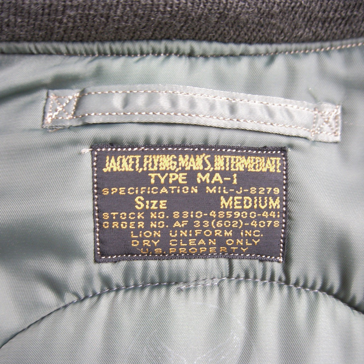 LION UNIFORM Buzz Rickson's 50s MA-1 Sage Green Jacket Size M