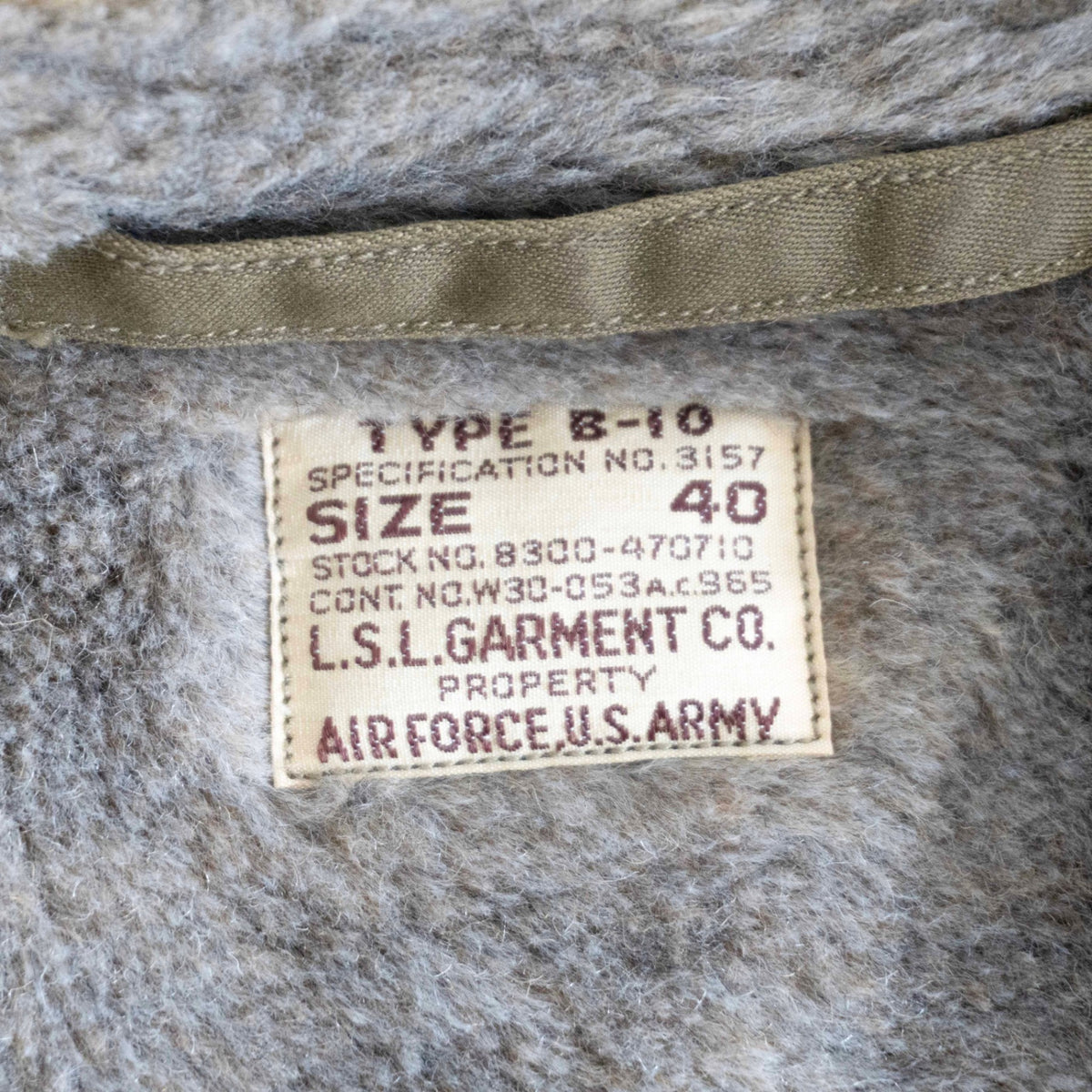 L.S.L. GARMENT CO. Buzz Rickson's B-10 Flight Jacket Size 40