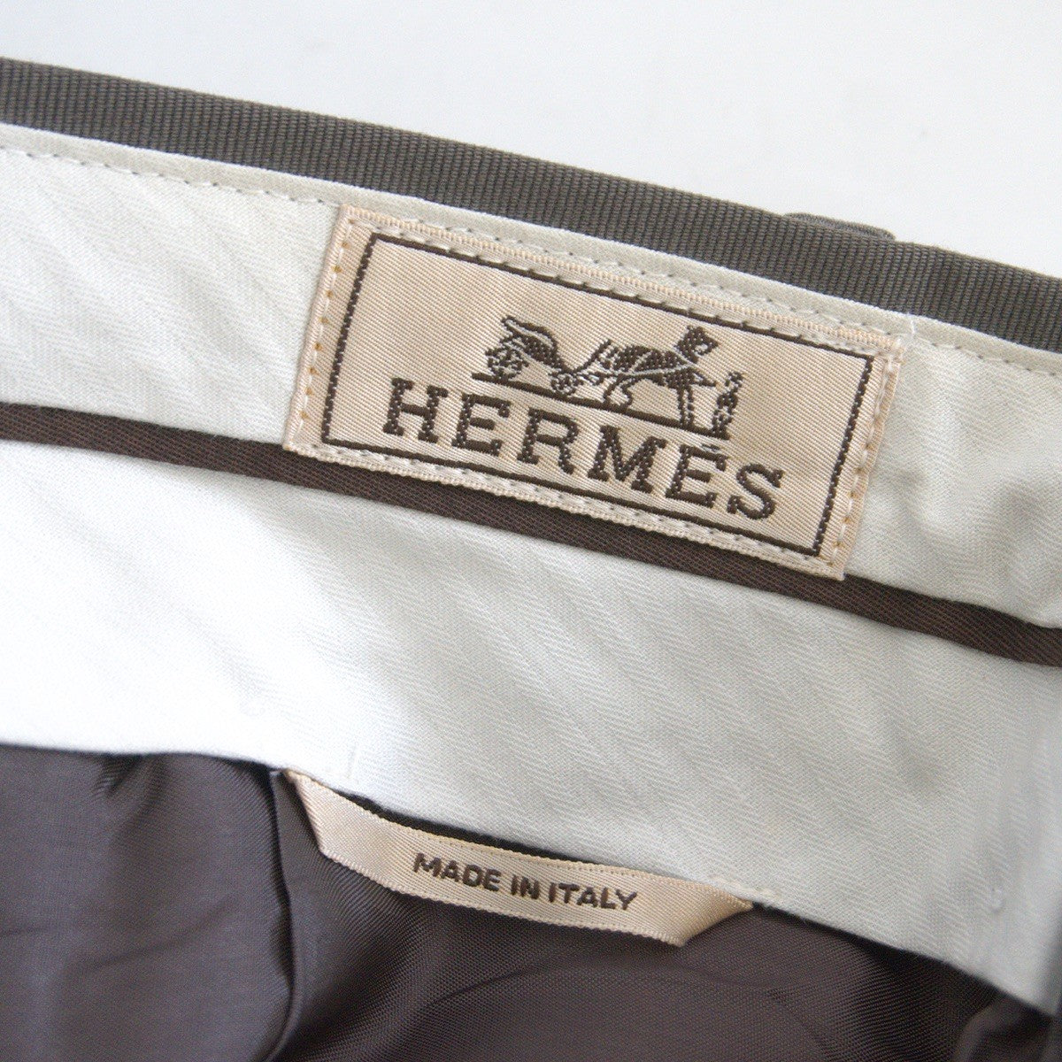 HERMES Peach Skin Cotton Slacks Gray Size 50