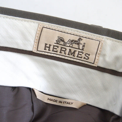 HERMES Peach Skin Cotton Slacks Gray Size 50
