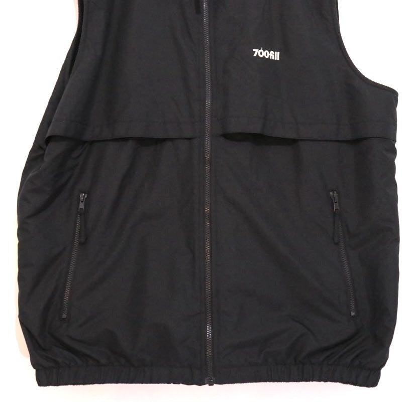 700fill Reversible Fleece Nylon Vest Black Size XL
